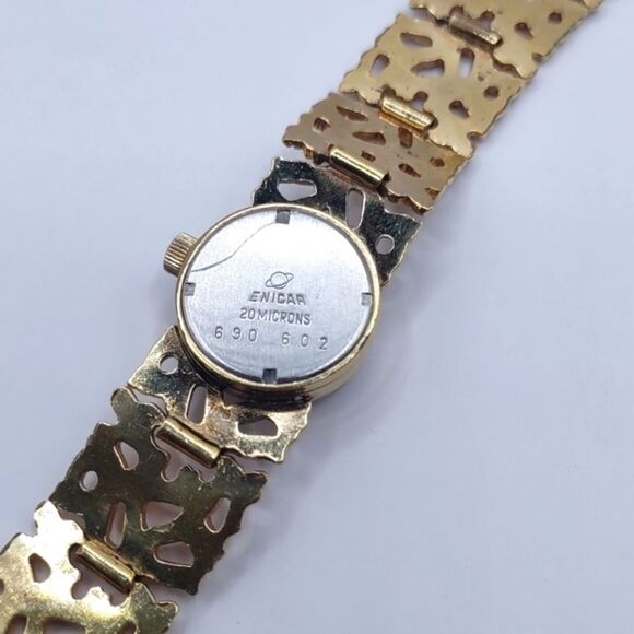 Vintage Enicar Gold Cut Out Mechanical Wind up Art Deco Wristwatch - Picture 9 of 9